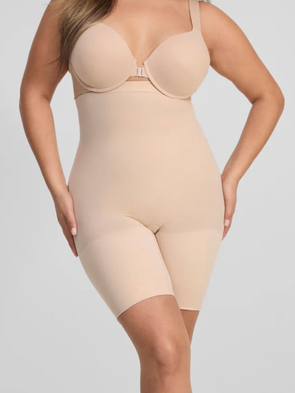 SPANX High-Waisted Mid-Thigh Short Soft Nude - Large